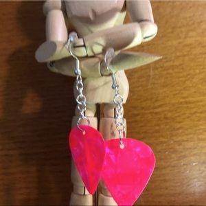Pink Guitar pick earrings-dangle earrings-music